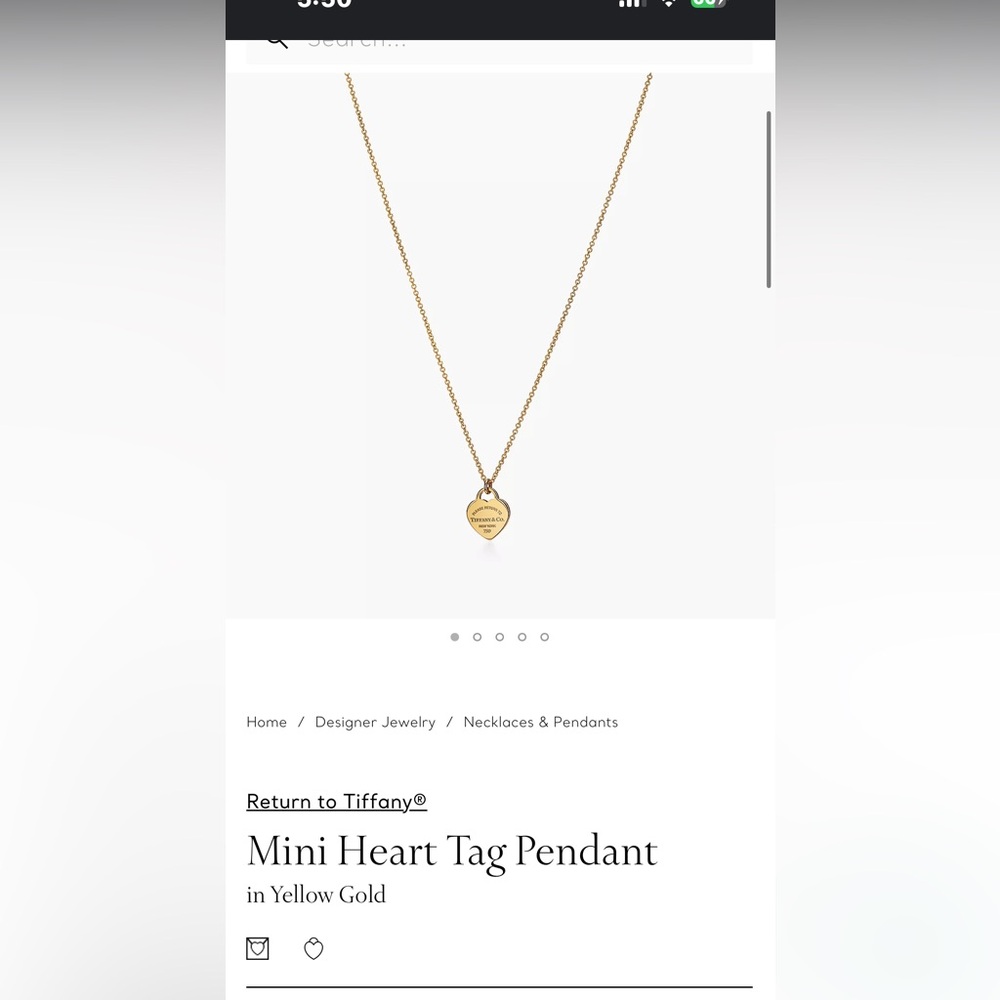 Gold Return Mini Heart Tiffany Necklace